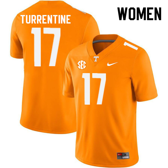 Women #17 Andre Turrentine Tennessee Volunteers College Football Jerseys Stitched Sale-Orange - Click Image to Close
